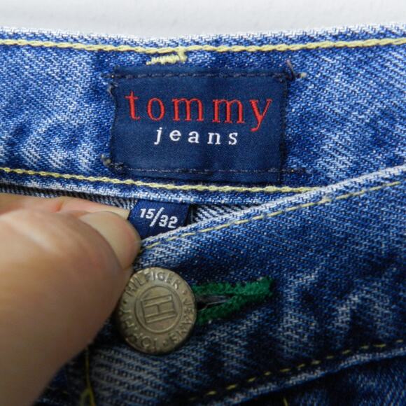 Vintage 90s Y2K Tommy Hilfiger Jeans Sz 15 32 Blue Denim High Rise Straight USA - Picture 3 of 13